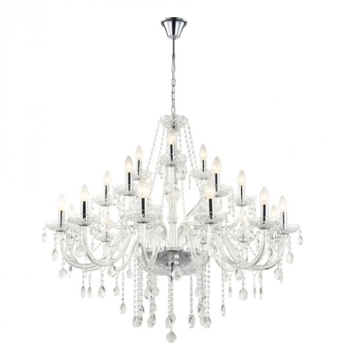 Pendente Biancoluce Maria Tereza 21 Braços Cristal K9 Transparente 21L E14 Ø1000mm MT11-21T