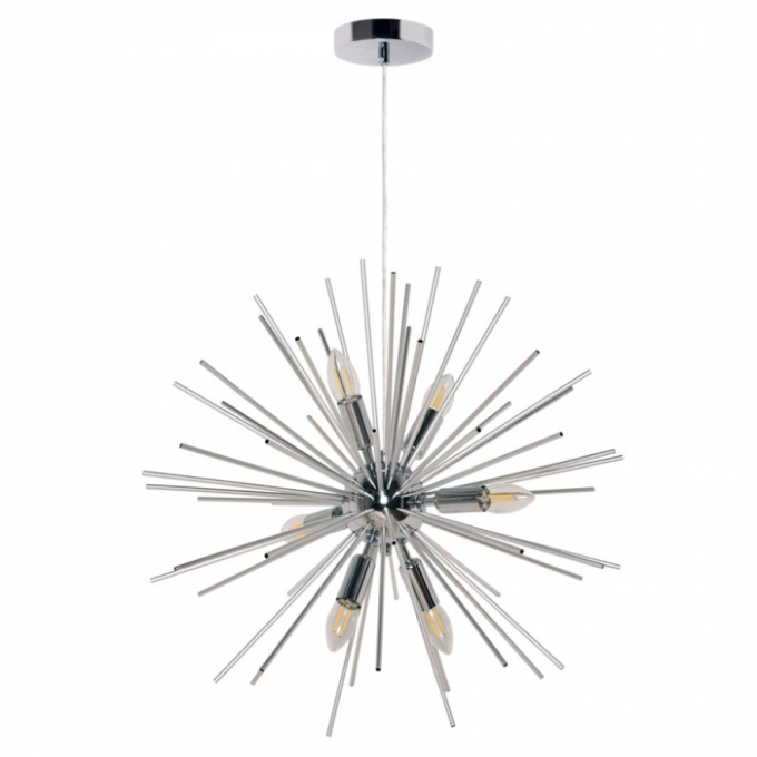 Pendente Biancoluce Moderno Star Sputnik Metal Prateado 6L E14 Ø550mm PM075CR