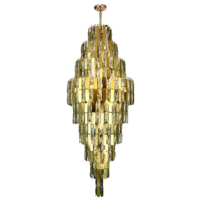 Arandela Sindora 30L E14 Inox Dourado e Cristal Transparente Ø600x1800mm DCD00497

