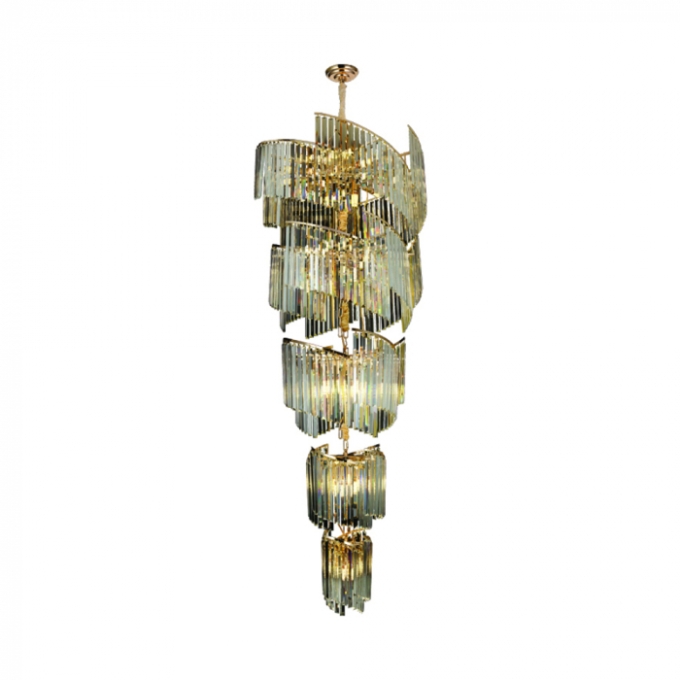 Pendente Sindora 40L E14 Metal e Dourado Cristal Transparente 800x2000mm DCD06516

