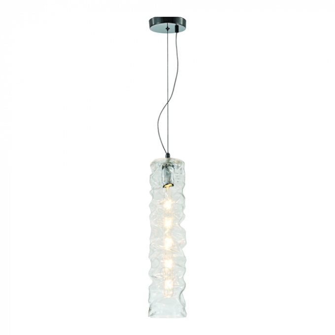 Pendente Sindora 1L E27 Metal Cromado e Vidro Transparente 120x500mm DCD04114