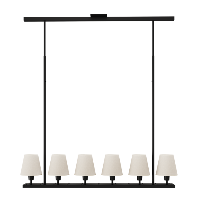 Pendente Foco Metallo Tocheiro Cúpula Tecido 6L E27 1100mm PE 506
