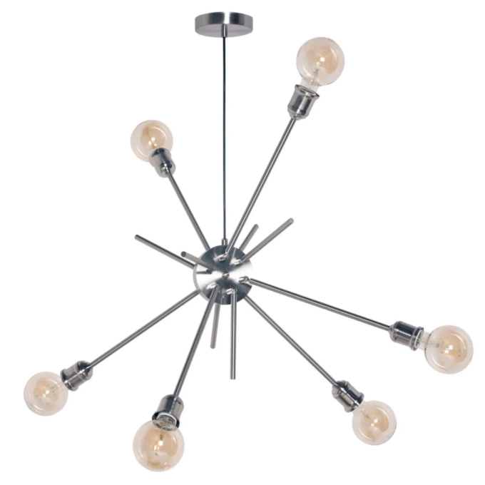 Pendente Biancoluce Moderno Ring Sputnik Metal Prateado 6L E27 Ø750mm PM060