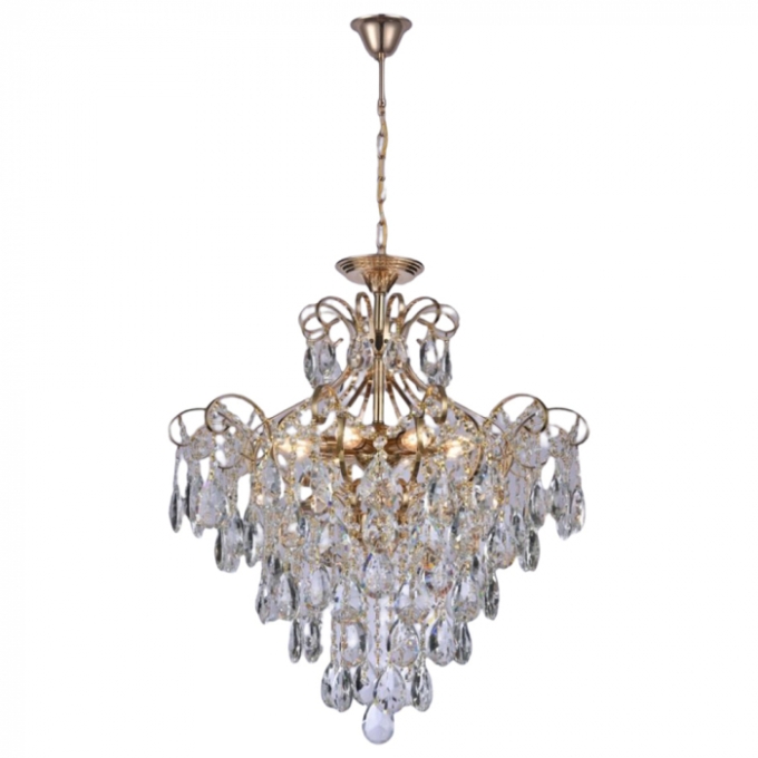 Pendente Sindora Metal Dourado Cristal 8L E14 600x600mm DCD00475