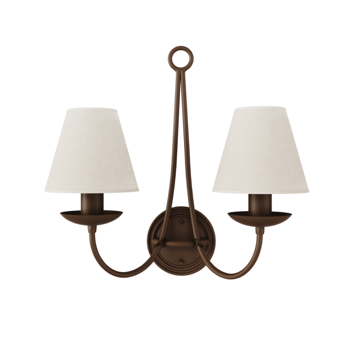 Arandela Foco Metallo Anel Dupla Cúpulas Tecido 2L E27 430x400x240mm AR 101