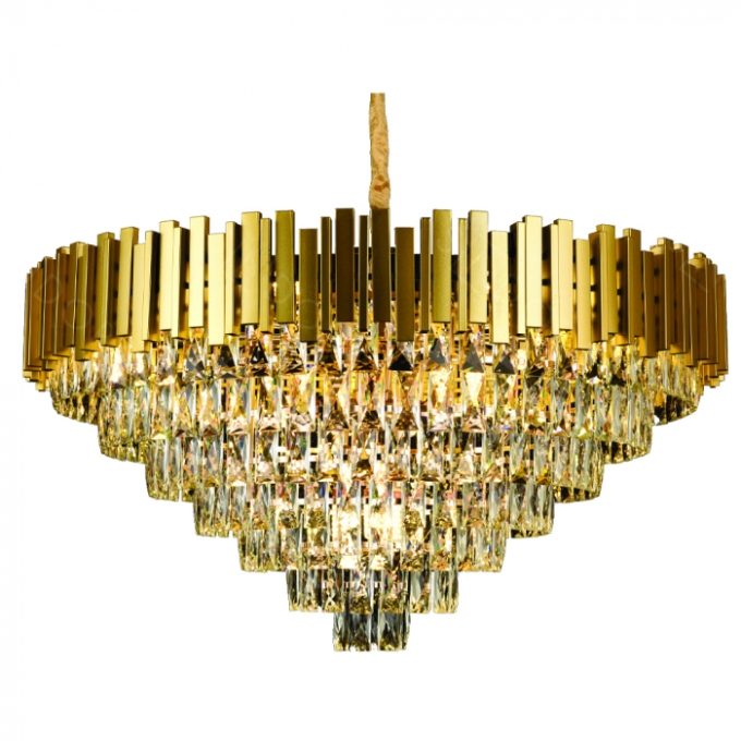 Pendente Sindora 18L E14 Metal Dourado e Cristal Transparente 920x480mm DCD06538

