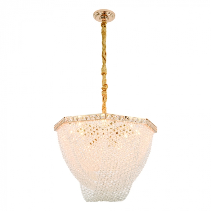 Pendente Sindora Metal Dourado Cristal Transparente 11L E14 100x280mm DCD04113