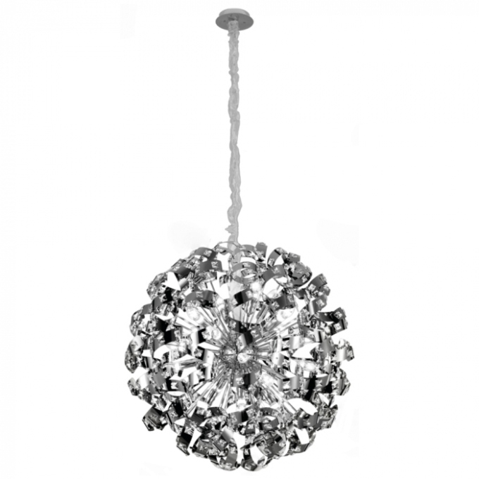 Pendente Sindora Inox Cromado e Cristal Transparente 24L G9 Ø800mm DCD06204