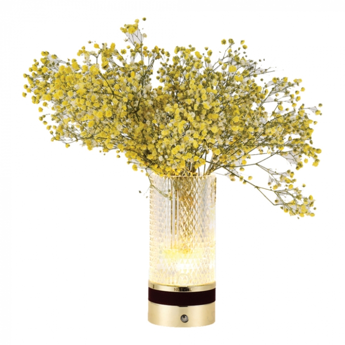 Abajur Sindora 6 watts 3000K 4000K 6000K Bivolt Metal Dourado e Acrílico Ø100x220mm DCT02853