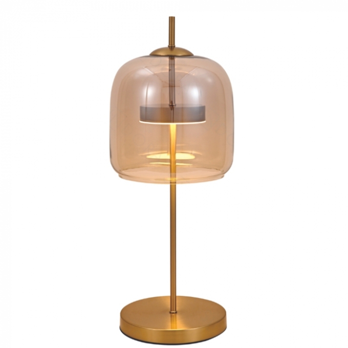 Abajur Sindora 12 watts 3000K Bivolt Metal Bronze e Vidro Conhaque Ø250x570mm DCT04021