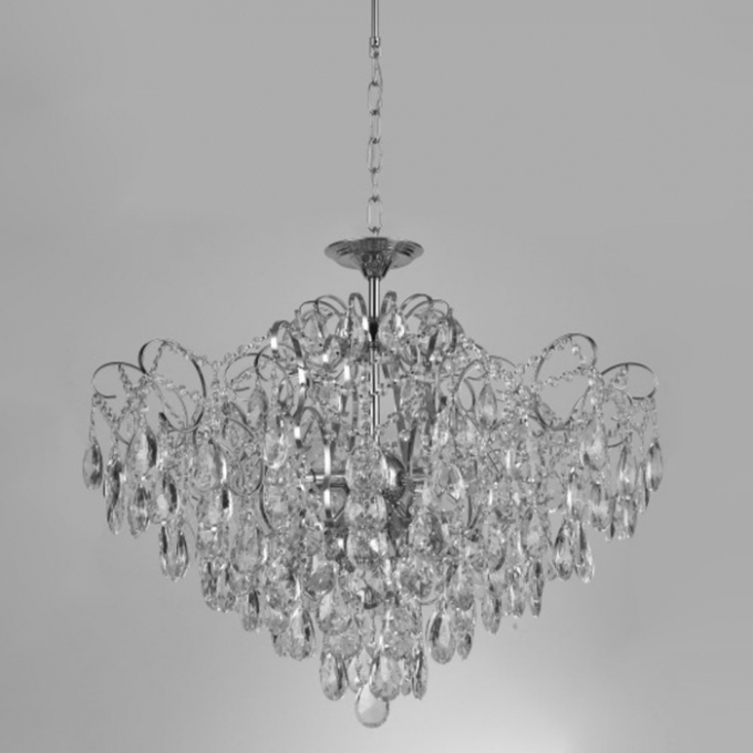 Pendente Sindora Metal Cromado e Cristal 12L E14 800x800mm DCD00470