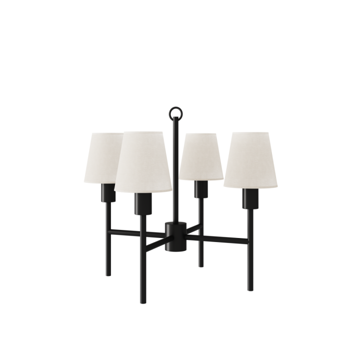 Lustre Foco Metallo Tocheiro Mini Cúpulas Tecido 4L E27 Ø400x400mm LU 411/M