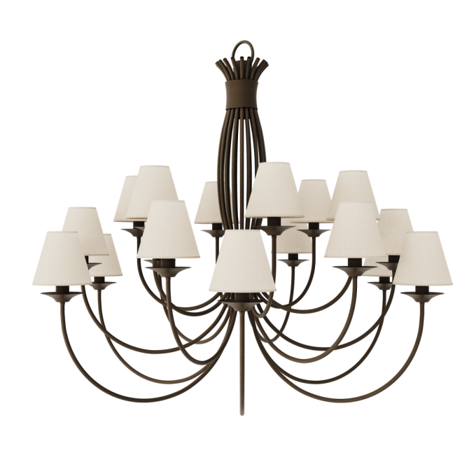 Lustre Foco Metallo Puntas Cúpulas Tecido 18L E27 Ø1460x1270mm LU 400/18