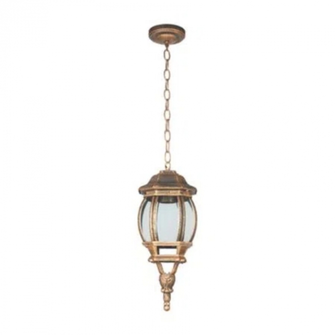 Pendente Biancoluce Clássica Lille Alumínio e Vidro Transp. Ouro Velho 1L E27 215x150x500mm AC201T-P 