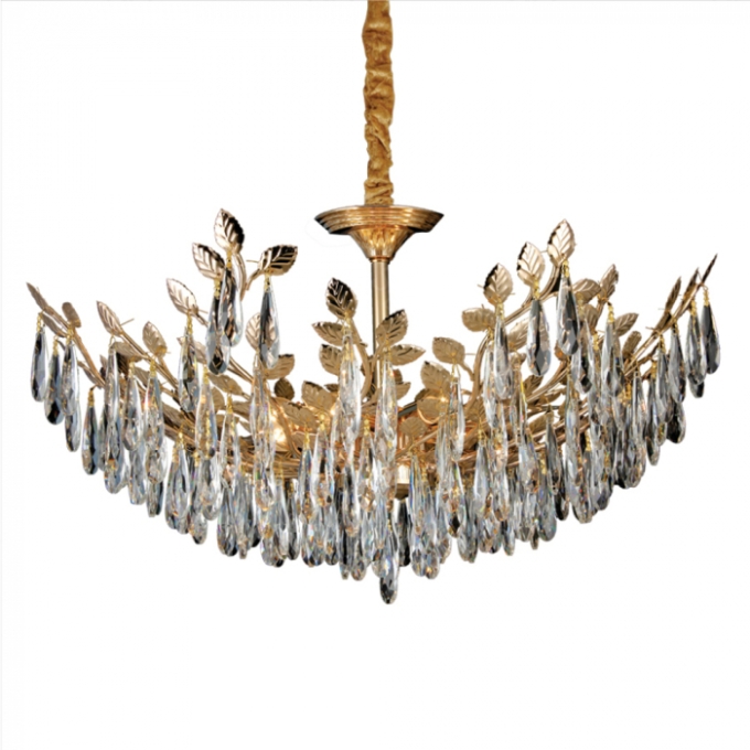 Pendente Sindora 8L E14 Metal Dourado e Cristal Âmbar 800x350mm DCD00483

