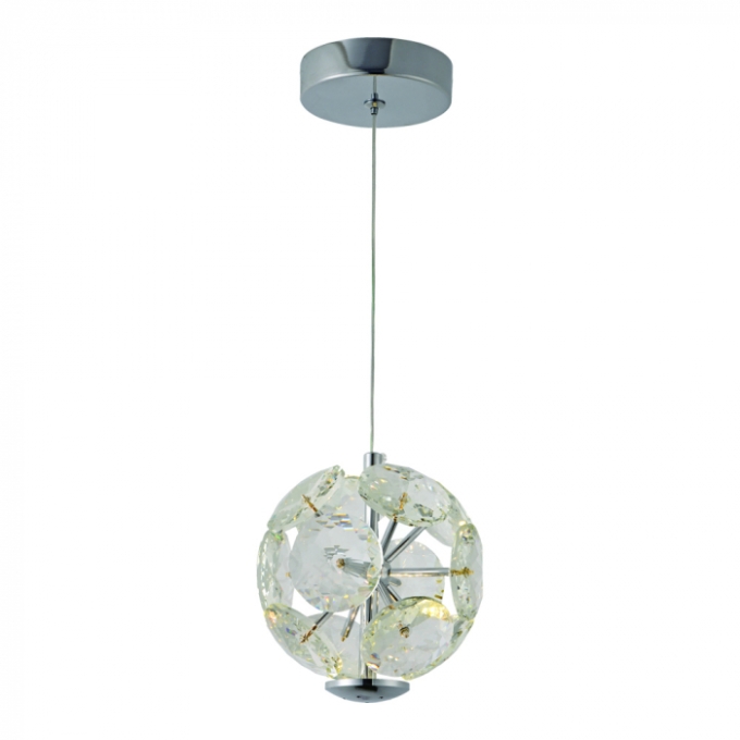 Pendente Sindora Metal Cromado e Cristal Transparente 5 watts 3000K 150x150mm QD05232