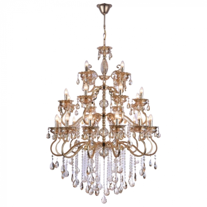Pendente Sindora Metal Dourado Cristal 24L E14 950x1500mm DCD00479-12+8+4
