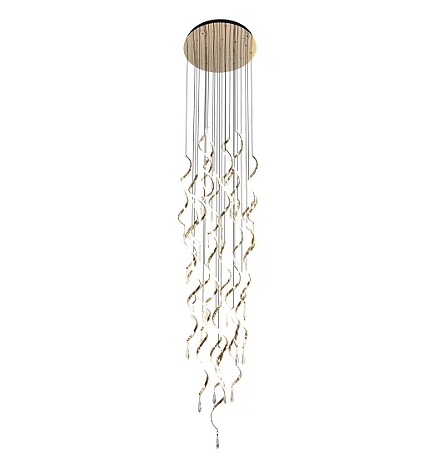 Pendente Sindora 219 watts 3000K Alumínio Dourado Silicone e Cristal 600x3000mm DCD06229