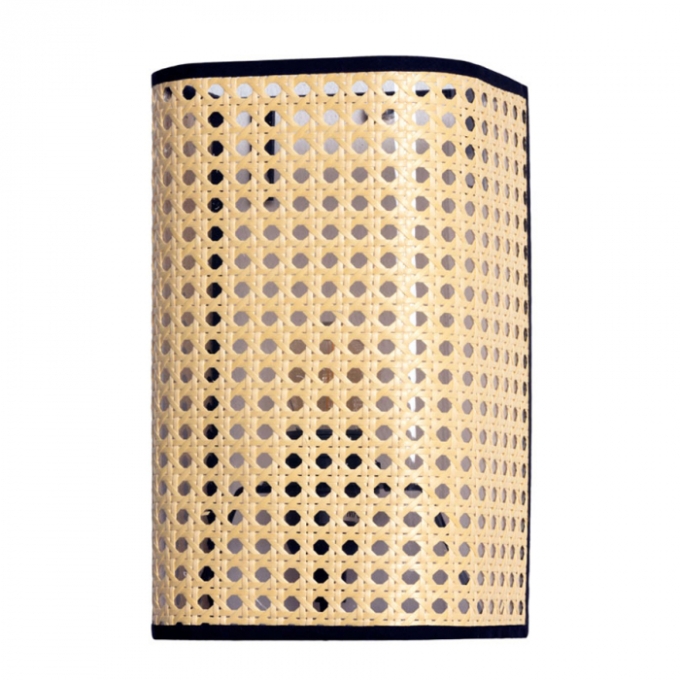 Arandela Biancoluce Prainha Metal e Rattan Sintético Bege 1L E27 150x250x100mm PL002