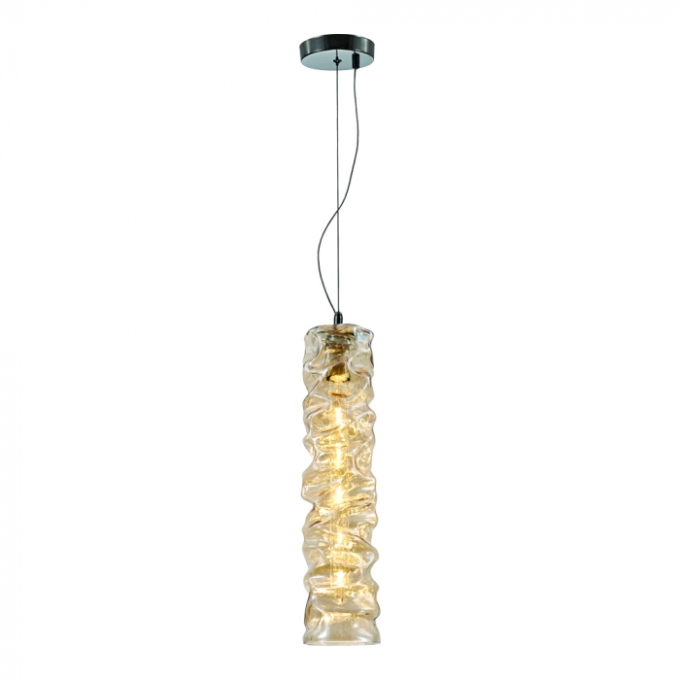 Pendente Sindora 1L E27 Metal Cromado e Vidro Âmbar 120x500mm DCD04115