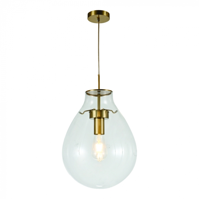 Pendente Sindora 1L E27 Bivolt Metal Bronze e Vidro Transparente Ø300x400mm DCD04130