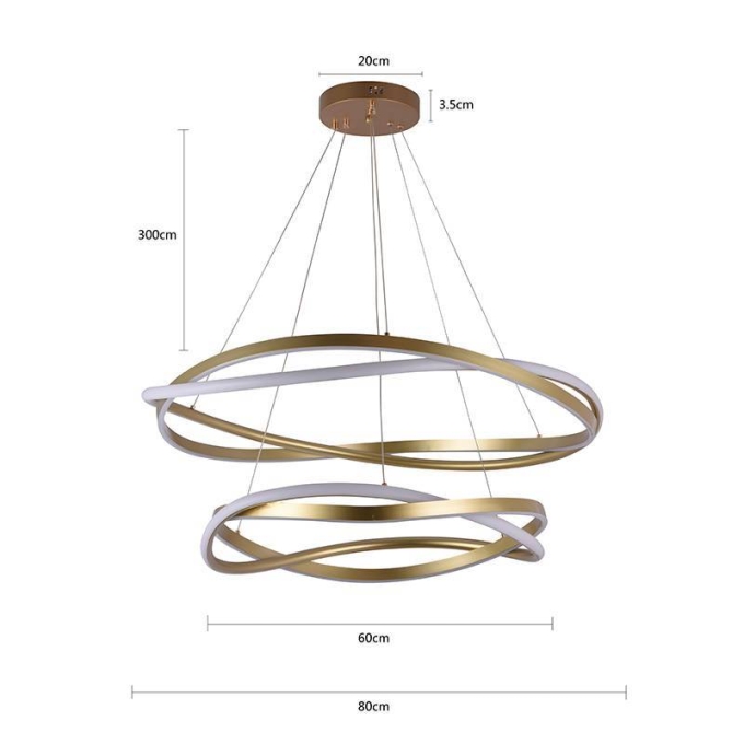 Pendente Nordecor Euni Odi 135 watts 3000K Dourado Fosco Ø600/800mm 2878