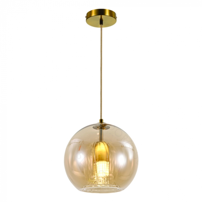 Pendente Sindora 1L E27 Metal Bronze e Vidro Âmbar Ø200mm DCD04062