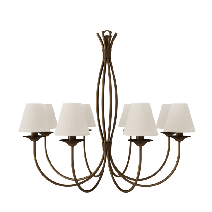 Lustre Foco Metallo Puntas Cúpulas Tecido 8L E27 Ø1000x950mm LU 400/8