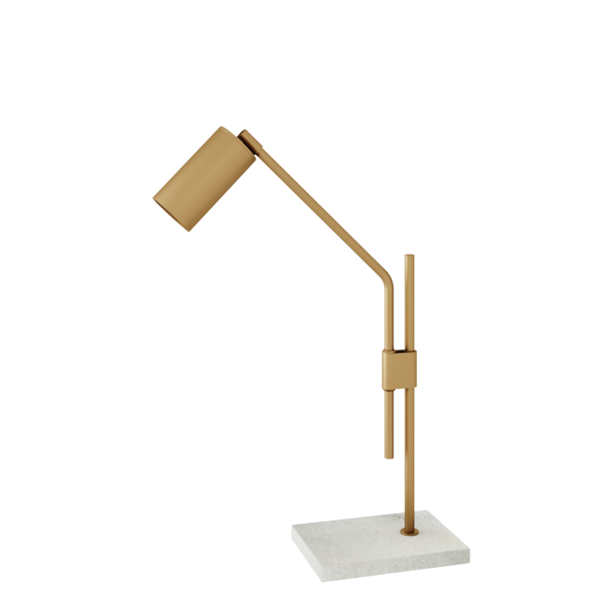 Abajur Foco Metallo Cilindro Articulado Base Mármore 1L Dicróica Ø64x397x561mm AB 212