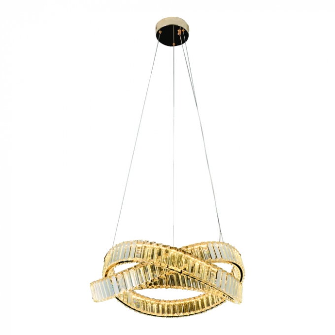 Pendente Sindora 96 watts 3000K Metal Dourado e Cristal Ø800mm DCD02876