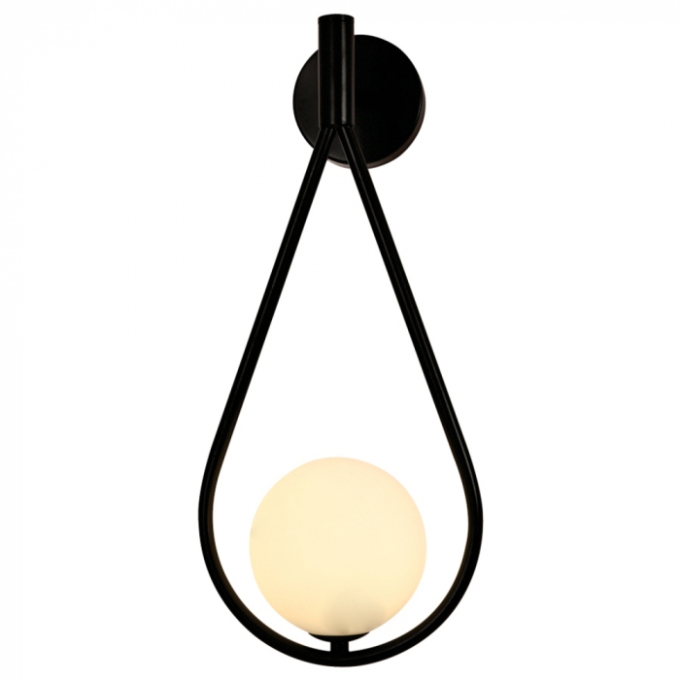 Arandela Sindora 1L G9 Metal Preto e Vidro Branco 170x150mm DCB04051