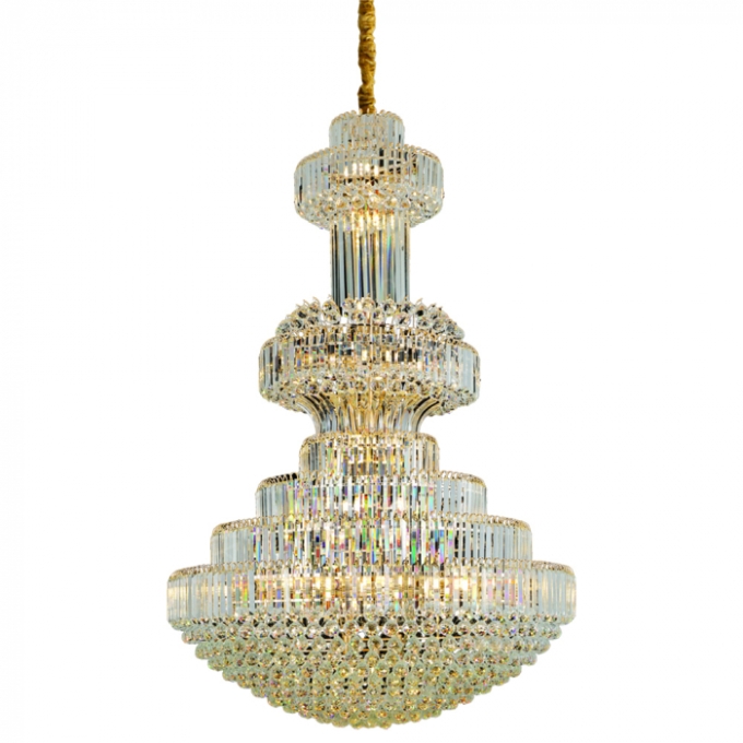 Pendente Sindora 44L E14 Metal Dourado e Cristal Transparente 1200x1800mm DCD01013

