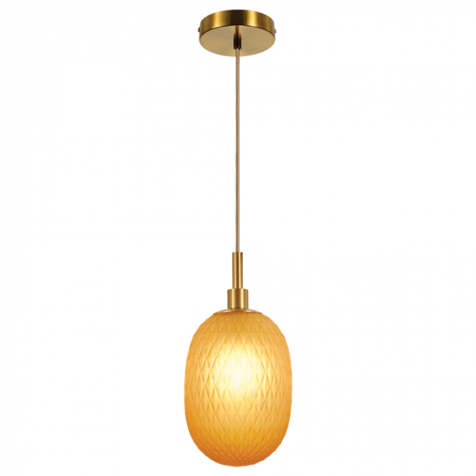 Pendente Sindora 1L E14 Metal Bronze e Vidro Âmbar 120x250mm DCD04089