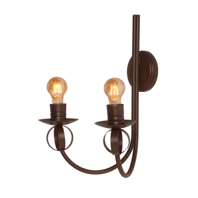 Arandela Biancoluce Dupla Estância Alumínio Marrom Corten 2L E27 470x380x310mm AE27 