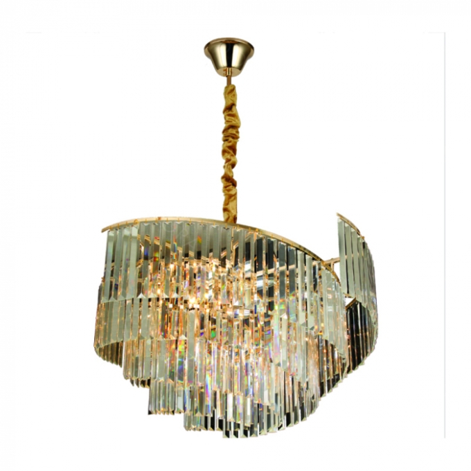 Pendente Sindora 22L E14 Inox Dourado Cristal e Transparente 780x480mm DCD00490

