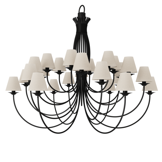 Lustre Foco Metallo Puntas Cúpulas Tecido 24L E27 Ø1740x1550mm LU 400/24