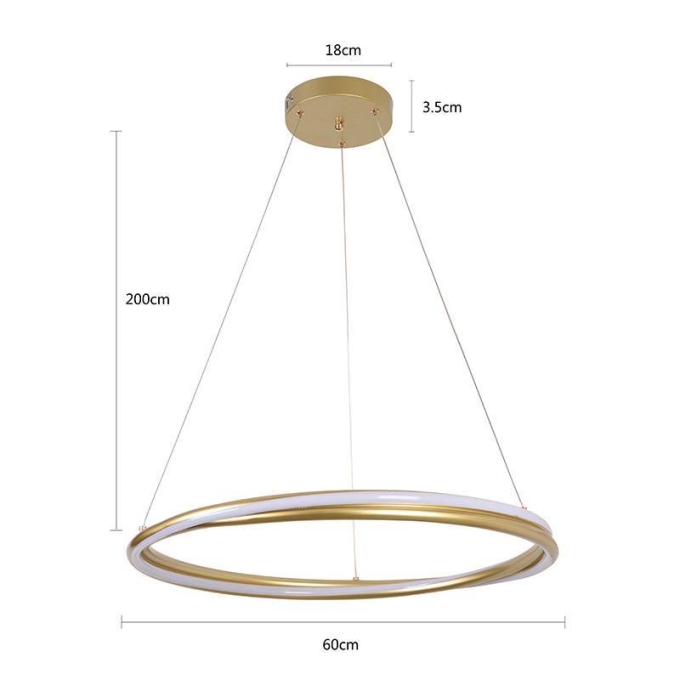 Pendente Nordecor Euni 56 watts 3000K Dourado Fosco Ø600mm 2871