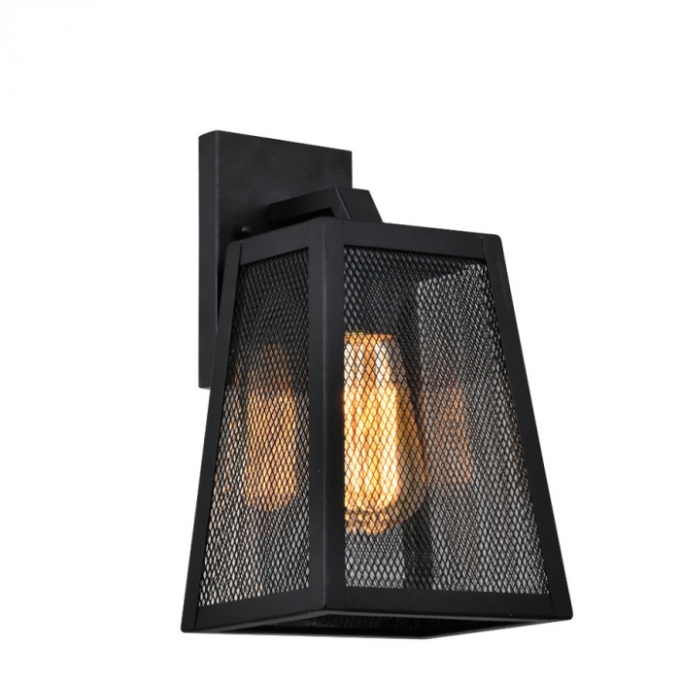 Arandela Biancoluce Moderna London Aço e Vidro Transparente Bisotê Preto Fosco 1L E27 248x140x135mm AM402P-P 