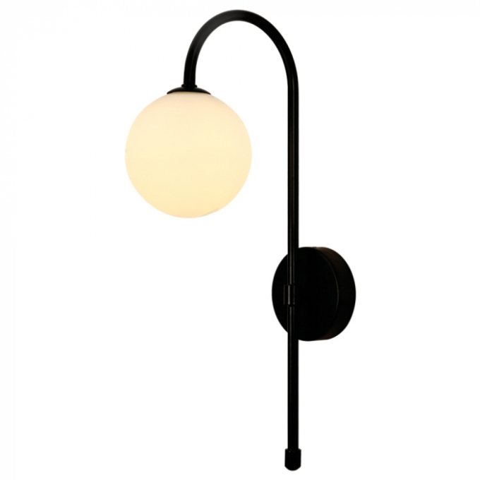 Arandela Sindora 1L G9 Metal Preto e Vidro Branco 120mm DCB04049