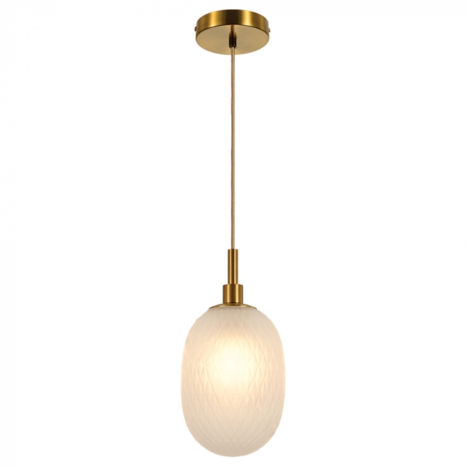 Pendente Sindora 1L E14 Metal Bronze e Vidro Branco 150x300mm DCD04093