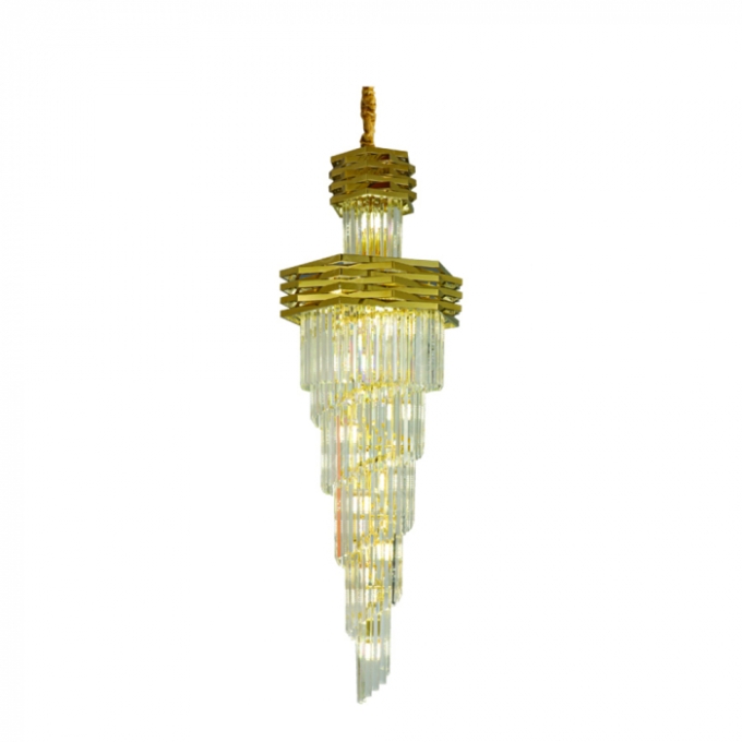 Pendente Sindora 24L E14 Inox Dourado e Cristal Transparente Ø600x1800mm DCD06504

