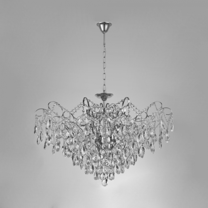 Pendente Sindora Metal Cromado e Cristal 12L E14 1000x1000mm DCD00471