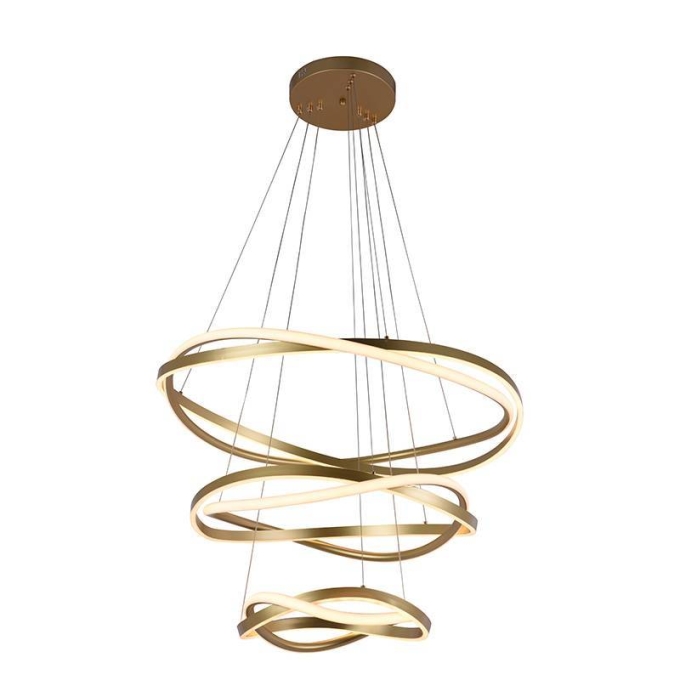 Pendente Nordecor Euni Odi 173 watts 3000K Dourado Fosco Ø400/600/800mm 2880