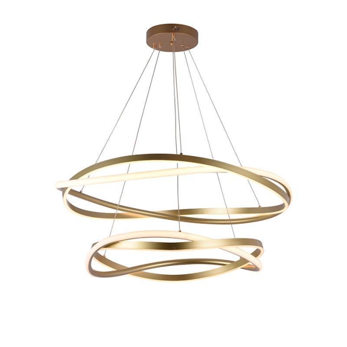 Pendente Nordecor Euni Odi 135 watts 3000K Dourado Fosco Ø600/800mm 2878