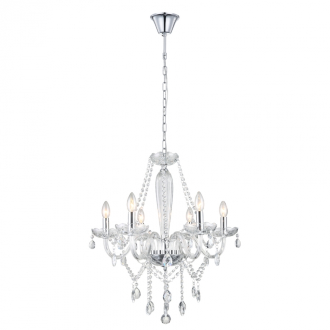 Pendente Biancoluce Maria Tereza 6 Braços Cristal K9 Transparente 6L E14 Ø590mm MT11-06T