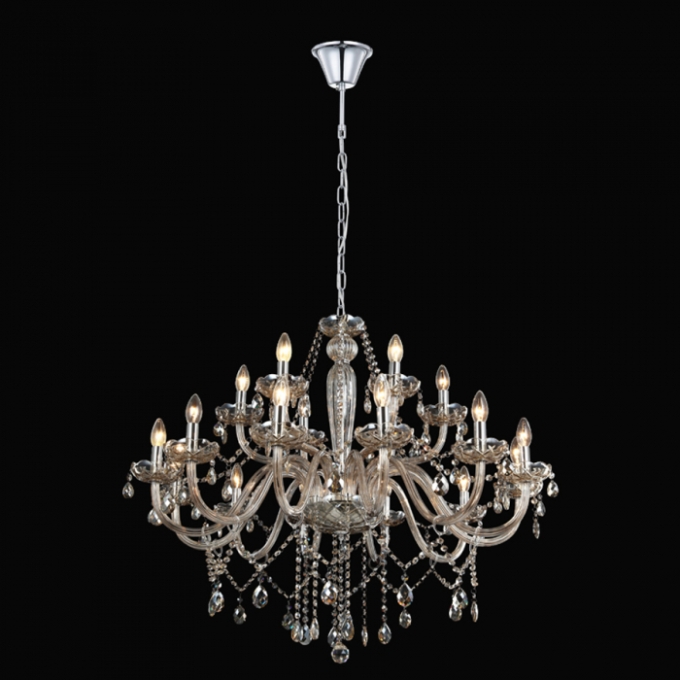Pendente Biancoluce Maria Tereza 18 Braços Cristal K9 Âmbar 18L E14 Ø1000mm MT11-18A