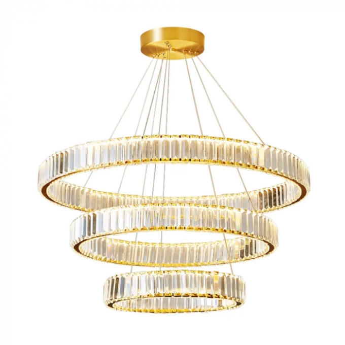 Pendente Sindora Metal Dourado e Cristal 76 watts 3000K 200x400x600mm DCD02844