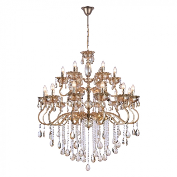 Pendente Sindora Metal Dourado Cristal 18L E14 1000x1200mm DCD00479-12+6