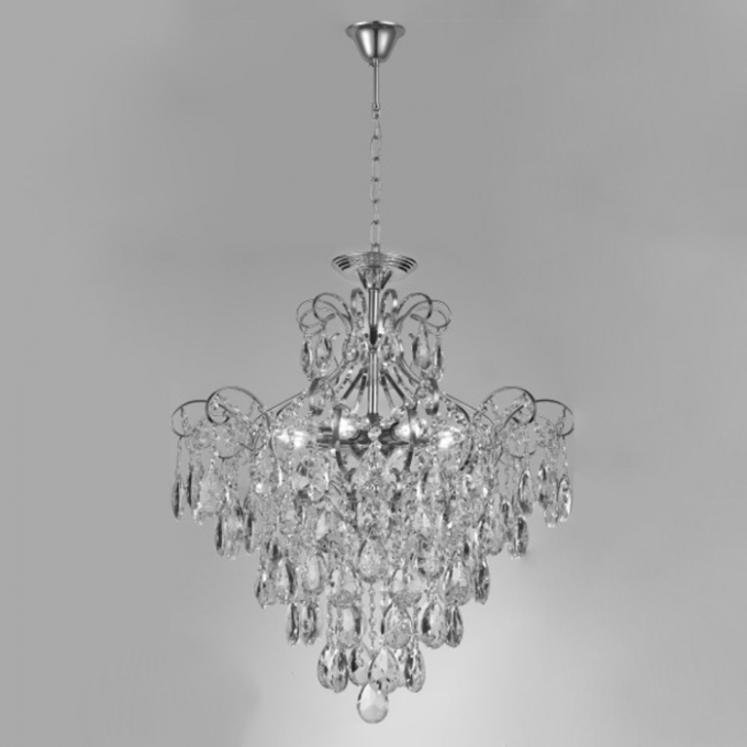Pendente Sindora Metal Cromado e Cristal 5L E14 500x500mm DCD00468