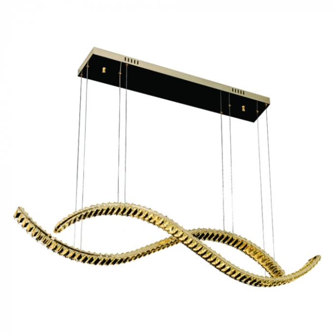 Pendente Sindora 50 watts 3000K Metal Dourado e Cristal Transparente 1200x160mm DCD02868